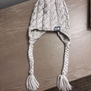 The North Face Kids Knit Hat with Braids - Cream